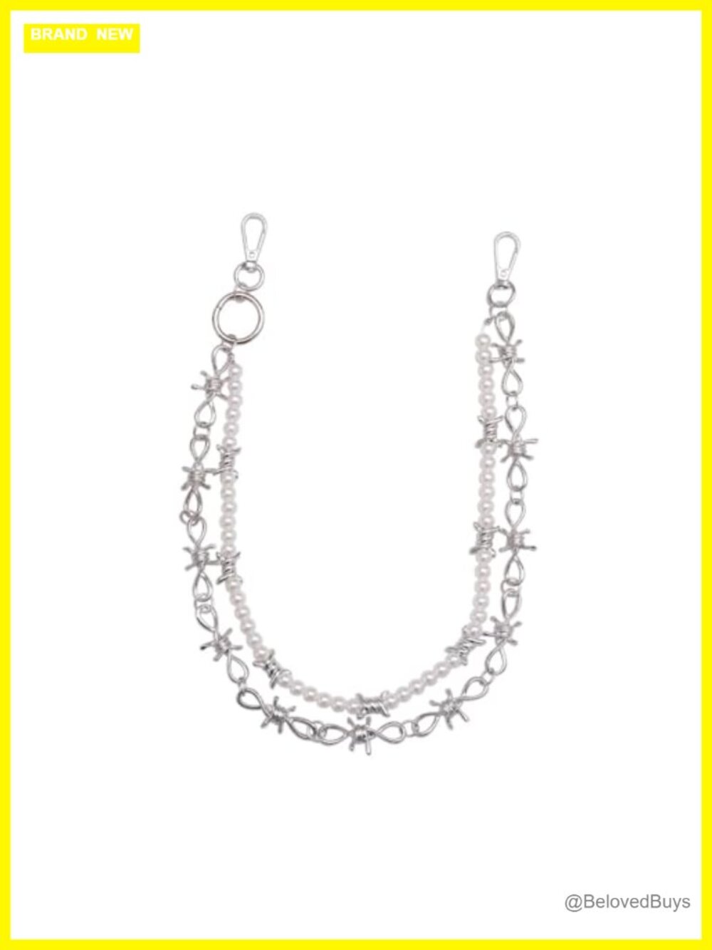 Punk Pearl & Thorn Chain Belt | Gothic Double Layer Body Chain for Men & Women